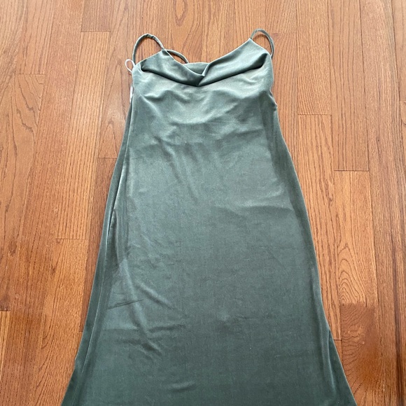 Cowl-Neck Velvet Midi Slip Dress - Picture 3 of 5